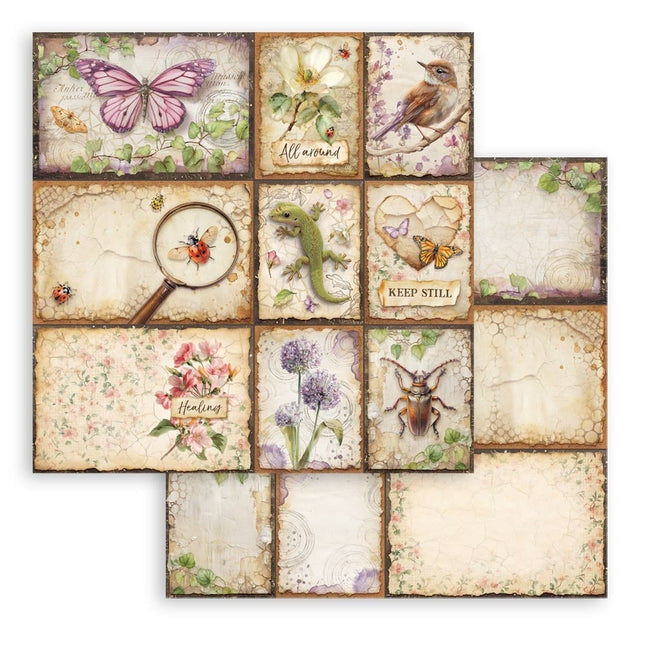 Bedrucktes doppelseitiges Scrapbooking-Blatt für Kunst und Basteln - Rundum gemischte Karten