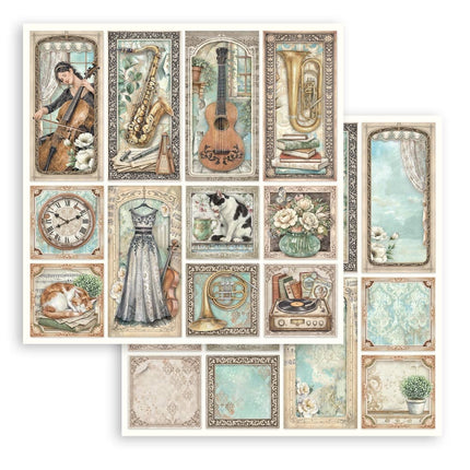 Bedrucktes doppelseitiges Scrapbooking-Papier für Kunst und Handwerk - Symphony gemischte Karten