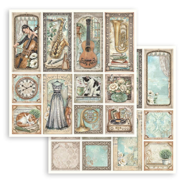 Bedrucktes doppelseitiges Scrapbooking-Papier für Kunst und Handwerk - Symphony gemischte Karten