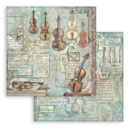 Bedrucktes doppelseitiges Scrapbooking-Papier für Kunst und Handwerk - Symphony Violine