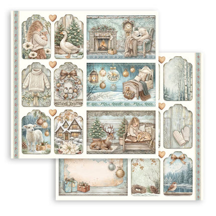 Bedrucktes doppelseitiges Scrapbooking-Papier für Kunst und Basteln - White Christmas gemischte Karten und Anhänger