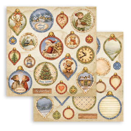 Printed Double Face scrapbooking sheet for Art and Craft - Silent Night balls