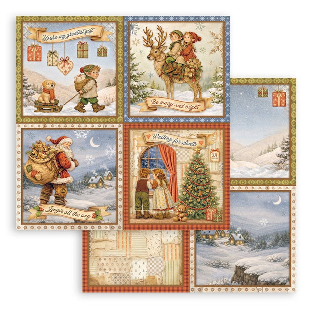 Printed Double Face scrapbooking sheet for Art and Craft - Silent Night 4 cards