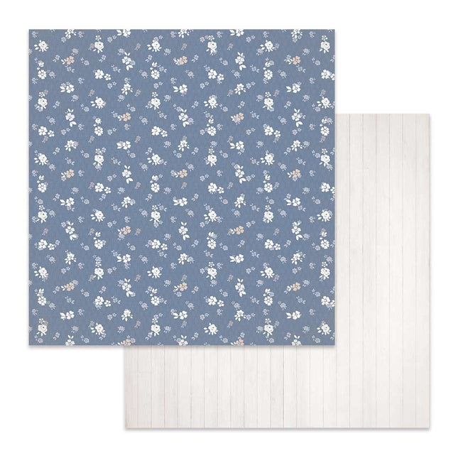 Beidseitiges Papier Struktur Blumen auf blauem Hintergrund