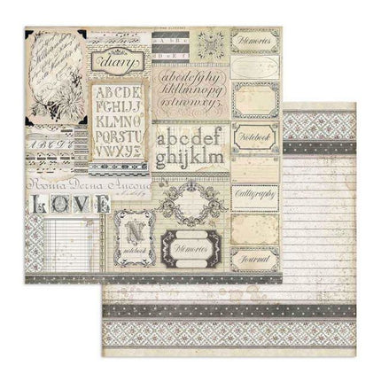 Beidseitiges Scrapbook-Papier Patchwork aus Etiketten