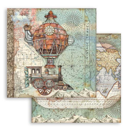 Beidseitiges Scrapbook-Papier Sir Vagabond fliegender Zug