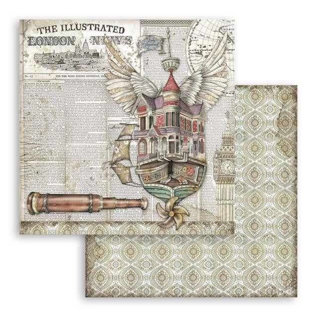 Beidseitiges Scrapbook-Papier Lady Vagabond fliegendes Schiff