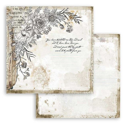 Beidseitiges Scrapbook-Papier - Romantic Journal Ecke mit Blume