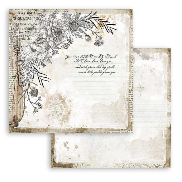 Beidseitiges Scrapbook-Papier - Romantic Journal Ecke mit Blume