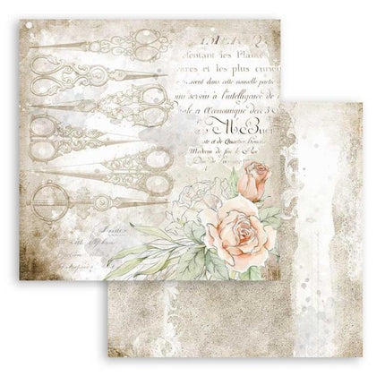 Beidseitiges Scrapbook-Papier - Romantic Threads Schere
