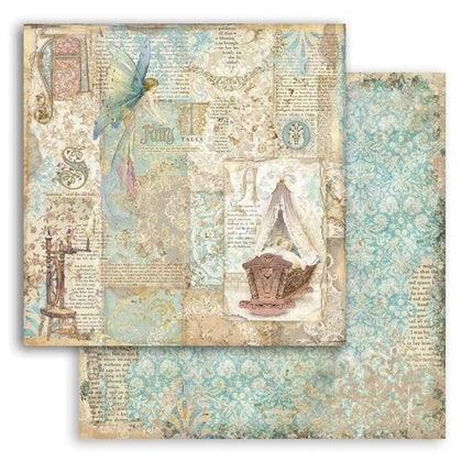Beidseitig bedrucktes Scrapbook-Papier - Dornröschen Wiege