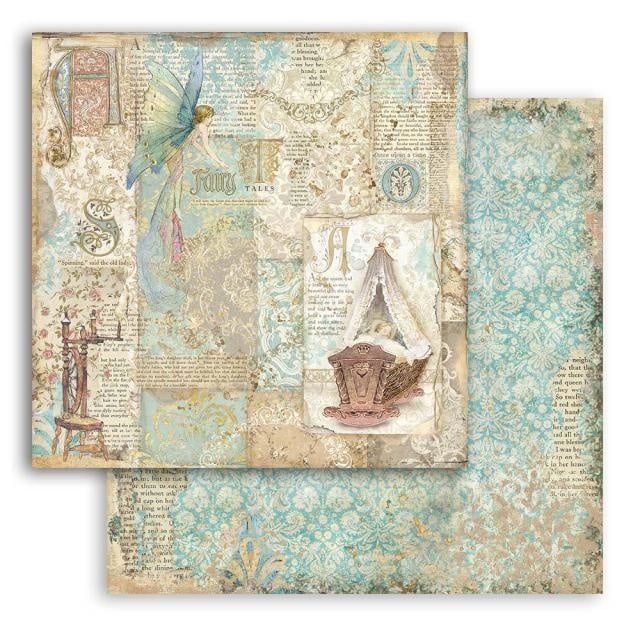 Beidseitig bedrucktes Scrapbook-Papier - Dornröschen Wiege