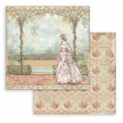 Beidseitig bedrucktes Scrapbook-Papier - Dornröschen Prinzessin