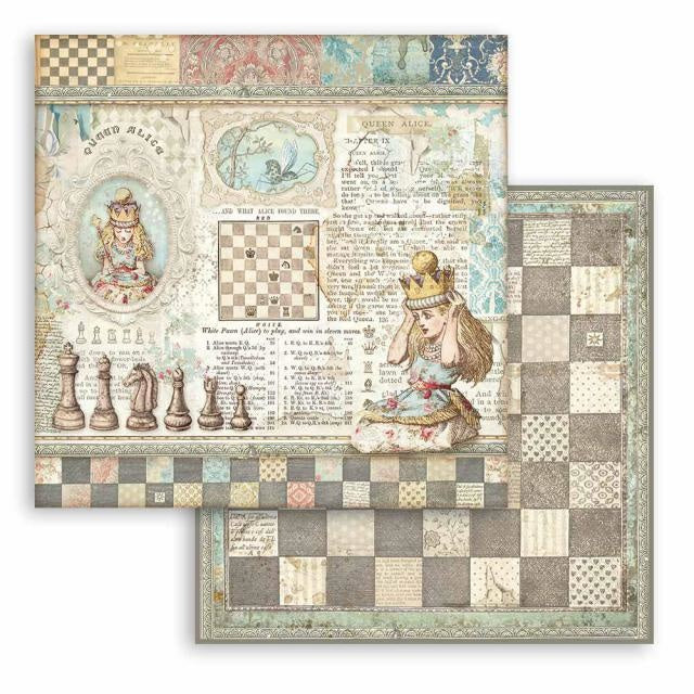 Beidseitig bedrucktes Scrapbook-Papier - Königin Alice