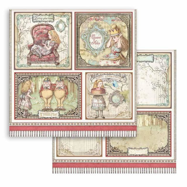 Beidseitig bedrucktes Scrapbook-Papier - Alice Karten