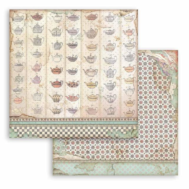 Beidseitiges Scrapbook-Papier - Teetassenstruktur