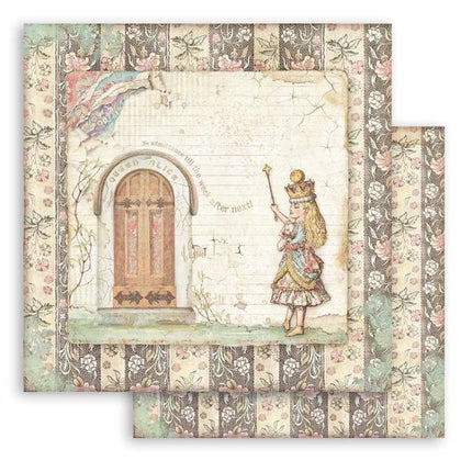 Beidseitig bedrucktes Scrapbook-Papier - Alice durch
