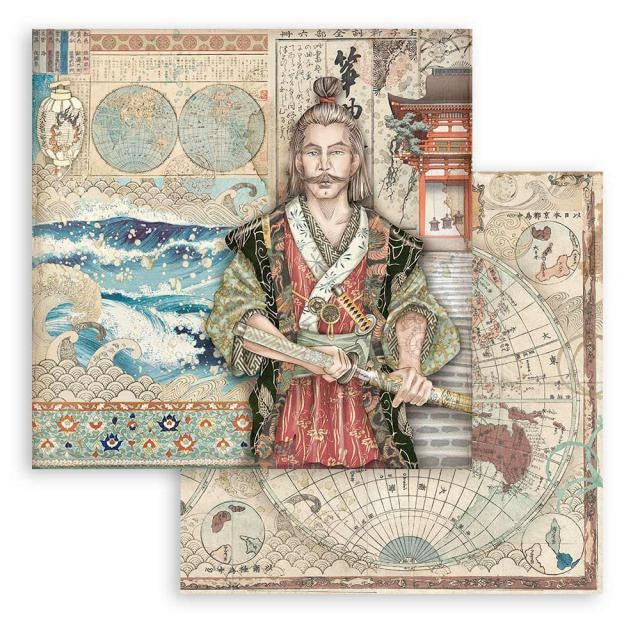 Doppelseitiges Scrapbook-Papier - Sir Vagabond in Japan Samurai