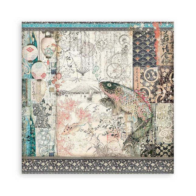 Doppelseitiges Scrapbook-Papier - Sir Vagabond in Japan mechanischer Fisch
