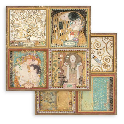 Beidseitig bedrucktes Scrapbook-Papier - Klimt 4 Karten