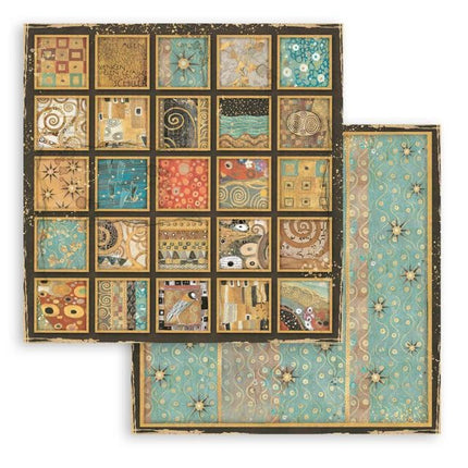 Beidseitig bedrucktes Scrapbook-Papier - Klimt quadratische Texturen