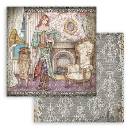 Beidseitig bedrucktes Scrapbook-Papier - Lady Vagabond Lifestyle Grammophon