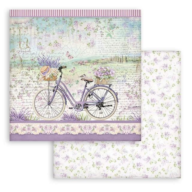 Beidseitiges Scrapbook-Papier - Provence Fahrrad