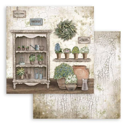 Beidseitiges Scrapbook-Papier - Romantic Garden House Schrank
