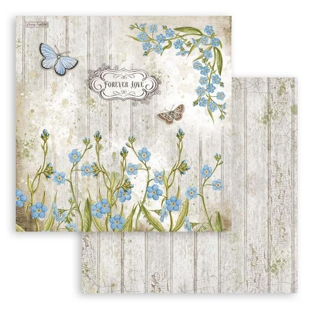 Beidseitiges Scrapbook-Papier - Romantic Garden House Taube