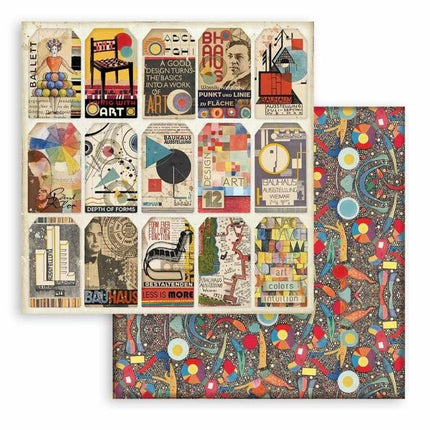 Beidseitiges Scrapbook-Papier - Bauhaus Anhänger