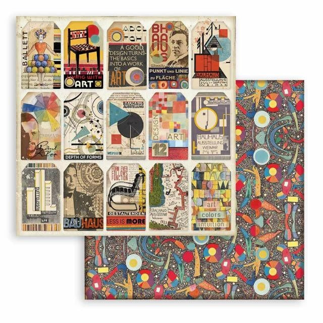 Beidseitiges Scrapbook-Papier - Bauhaus Anhänger