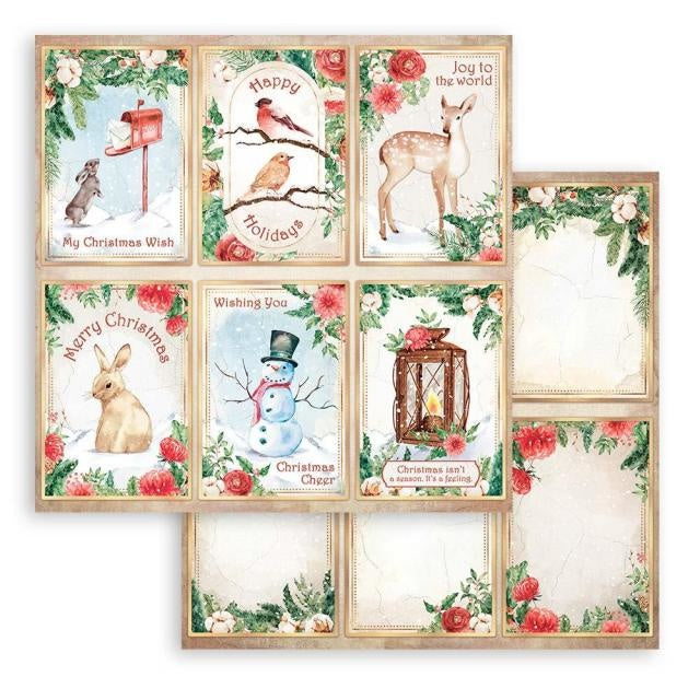Beidseitiges Scrapbook-Papier - Romantisches Zuhause für die Feiertagskarten