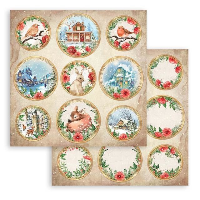Beidseitig bedrucktes Scrapbook-Papier - Romantisches Zuhause für die Feiertage Kreise
