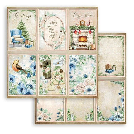 Beidseitig bedrucktes Scrapbook-Papier - Romantische gemütliche Winterkarten