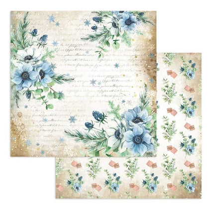 Beidseitiges Scrapbook-Papier - Romantische Gemütliche Winterblumen