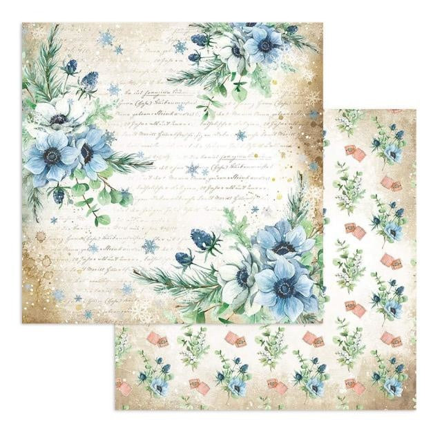 Beidseitiges Scrapbook-Papier - Romantische Gemütliche Winterblumen