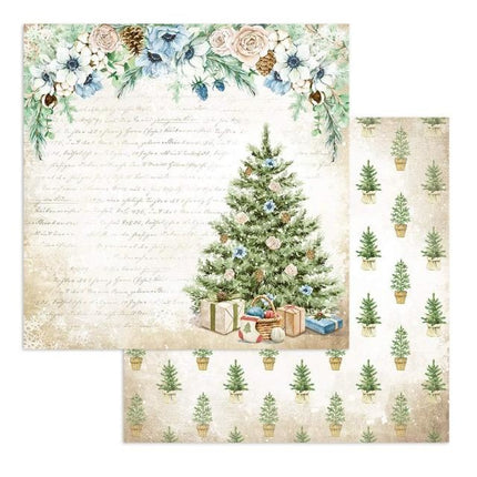 Beidseitig bedrucktes Scrapbook-Papier - Romantischer gemütlicher Winter Weihnachtsbaum