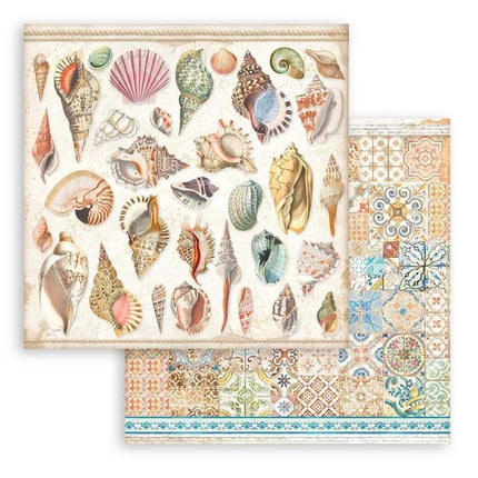 Beidseitiges Scrapbook Papier - Blue Dream Muscheln