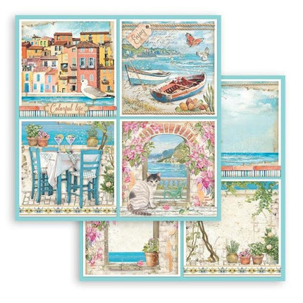 Beidseitiges Scrapbook Papier - Blue Dream 4 Karten