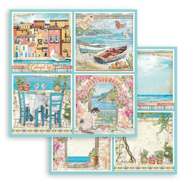 Beidseitiges Scrapbook Papier - Blue Dream 4 Karten