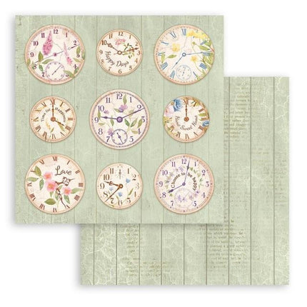 Beidseitiges Scrapbookpapier - Create Happiness Welcome Home Uhren