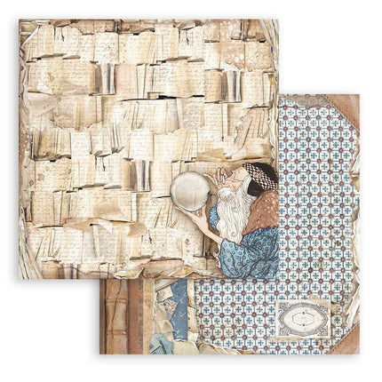 Beidseitig bedrucktes Scrapbook-Papier - Vintage Library Buchseiten