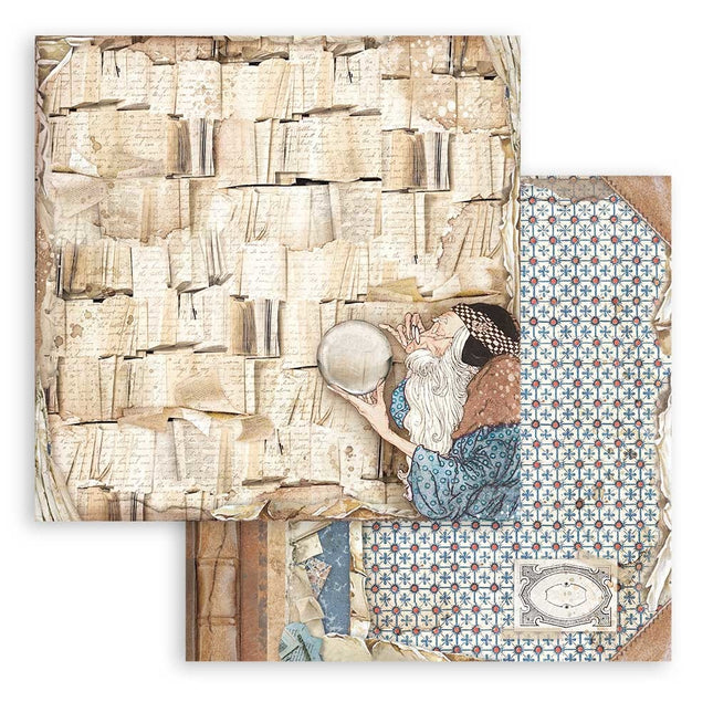 Beidseitig bedrucktes Scrapbook-Papier - Vintage Library Buchseiten