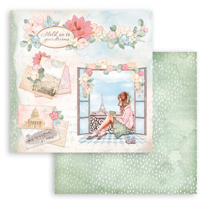 Beidseitig bedrucktes Scrapbook-Papier - Create Happiness Oh lá lá Fenster  