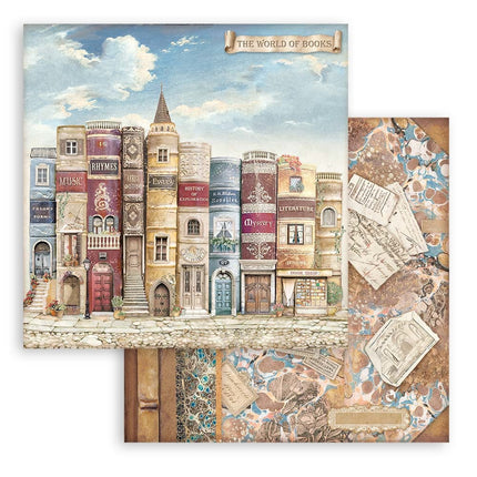 Beidseitig bedrucktes Scrapbook-Papier - Vintage Library Die Welt des Buches