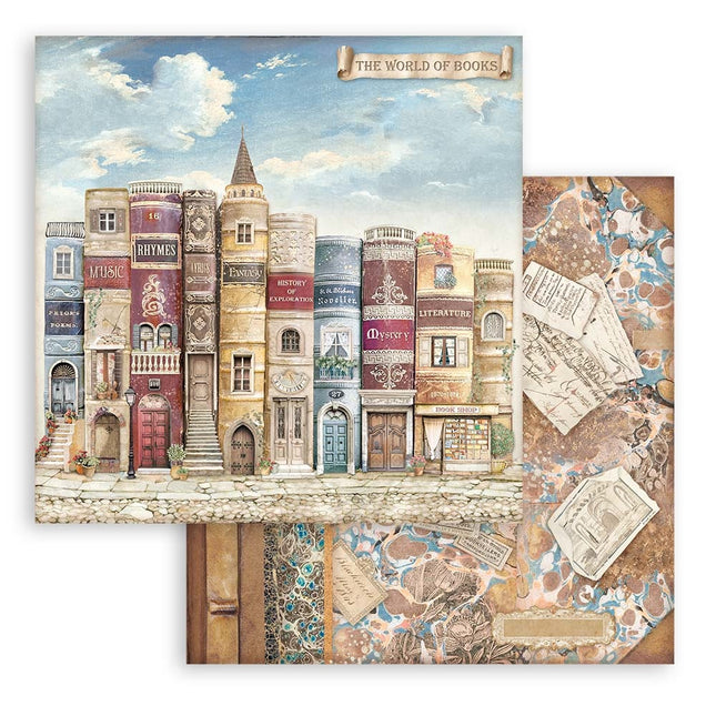 Beidseitig bedrucktes Scrapbook-Papier - Vintage Library Die Welt des Buches