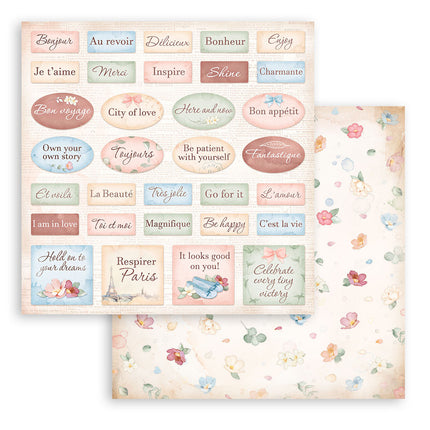 Beidseitig bedrucktes Scrapbook-Papier - Create Happiness Oh lá lá Etiketten  