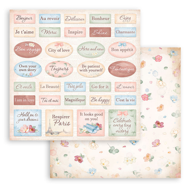 Beidseitig bedrucktes Scrapbook-Papier - Create Happiness Oh lá lá Etiketten  