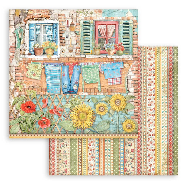 Beidseitig bedrucktes Scrapbook-Papier - Sunflower Art Fenster