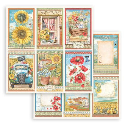 Beidseitiges Scrapbook-Papier - Sunflower Art 6 Karten